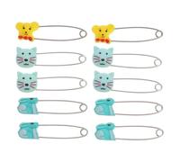 FRCOLOR Cute Animal Safety Pin Badges Eye-catching Design Abs Material 10pcs Not Easy to Open by Baby Random Color for Diapers and Clothes for Mothers and Babies