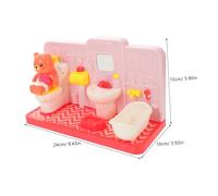 FRCOLOR Cute Bear Potty Training Playset with Mini Bathroom Furniture Realistic Pretend Toilet for Early Education Easy-clean Dollhouse Restroom Accessory