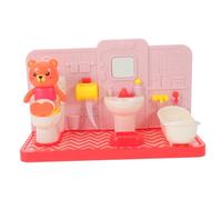 FRCOLOR Cute Bear Potty Training Playset with Miniature Dollhouse Bathroom Accessories for Early Learning Interactive Pretend Restroom Encouraging Social Skills and Hygiene Routines