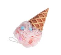 FRCOLOR Cute Ice Cream Shower Sponge for, Pink Sweet Cone Bath Loofah with Soft Exfoliating Sponge, Portable Bath Accessory for Home, Travel, and Outdoor Use