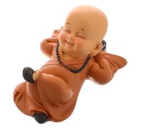 FRCOLOR Cute Little Monk Figurine Resin Buddha Statue Car Dashboard Decoration Bonsai Ornament Easy to Clean Enhances Car Atmosphere Unique Design for Office and Home