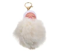 FRCOLOR Cute Plush Pom Pom Keyring for Handbags, Backpacks and Car | White Fluffy Doll Charm, Decorative Key Suspension Accessory, Spring and Summer Gift Choice