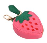 FRCOLOR Cute PU Mini Wallet with Zipper for Coin Essentials Adorable Hanging Design for Easy Access Stylish Strawberry Pattern for Women
