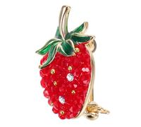 FRCOLOR Cute Red Crystal Strawberry Brooch Pin for Women Elegant Fruit Themed Jewelry Badge Simple Versatile Lapel Pin for Clothes Backpacks Hats and Bags Decoration