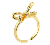 FRCOLOR Dainty Bowknot Adjustable Ring for Women Elegant Finger Jewelry for Anniversary Valentine Day Stackable Open Design Polished Finish Unique Idea