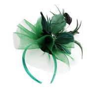 FRCOLOR Dark Green Mesh Feather Hair Accessories Elegant Headwear Hair Clip Feather Fascinator