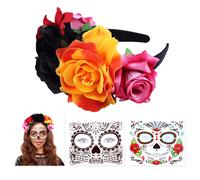 FRCOLOR Day of The Dead Headband - Rose Flower Headband Mexican 2)