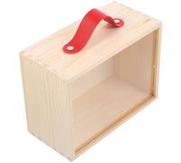 FRCOLOR Decorative Wooden Present Box with Window and Portable Handle, Lightweight Smooth Surface Candy Box for Giving Small Items, for Office and Outdoor Travel Storage