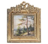 FRCOLOR Desk Photo Holder Resin Picture Frame Display Stand European-style Vintage Distressed Design Rectangular Golden Decorative Fine Workmanship for Office Wall