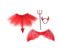 FRCOLOR Devil Costume Wings Skirt Headband Fork for Halloween Party Cosplay Lightweight Comfortable Gauze Cloth Material Fits Height for Carnival and Festival Role Play