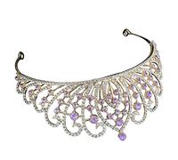 FRCOLOR Diamond Bridal Tiara for Women Rhinestone Fascinators Wedding Headpiece Royal Blue Bridal Hair Accessory