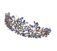 FRCOLOR Diamond-decorated Baroque Leaf Bridal Crown Elegant Wedding Party Headwear