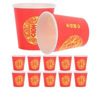 FRCOLOR Disposable Paper Tea Cups with Elegant Floral Design in Red for Chinese Wedding and Bridal Shower, Suitable for Hot Drinks, Symbolising Happiness and Versatile Use in Tea Ceremony