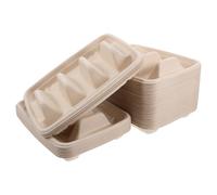 FRCOLOR Disposable Taco Holder Plates Made from Pulp Fiber with 3 Dividers 50pcs Convenient and Practical Wave Shape Tray for Party Taco Serving and Sweet Treats, for Social Events
