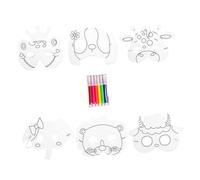 FRCOLOR DIY Animal Party Masks for Unfinished Paper Face Masks for Creative Fun Includes Markers for Birthday Party Favors and Engaging Craft Activities