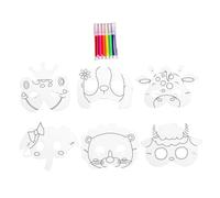 FRCOLOR DIY Animal Shaped Blank Masks for Unfinished Paper Craft Masks for Creative Play for Birthday Parties Halloween and Artistic Expression Includes Coloring Pens