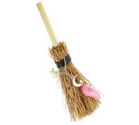 FRCOLOR DIY Craft Witch Broom Hanging Charm with Crystal Pendant, Miniature Traditional Broom Ornament for Car Hanging and Craft Making Decoration
