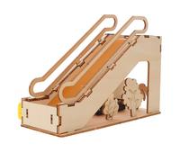 FRCOLOR DIY Electric Escalator Model Kit Stem Science for Boys Realistic Mechanical Function Natural Wood Construction Educational Building Project for Skill Development