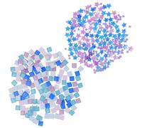 FRCOLOR DIY Mosaic Tiles Set 180g Small Black Blue Purple Glass Pieces for Crafts, Decorative Flat Mirror Tiles for Mosaic Art and Wall Decoration