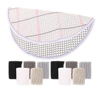 FRCOLOR DIY Tufting Rug Yarn Set #3 Black Grey Short Wool Yarn Round Blank Grid Mat for Home Craft Rug Making and Needlework Supplies