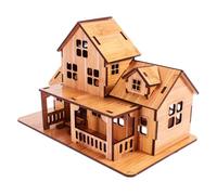 FRCOLOR DIY Wooden Model House Building Kit Educational Craft for Adults and Bamboo Grain Color Wood Material Creative Desktop Decoration and Logical Thinking Development