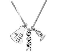 FRCOLOR DNA Chemistry Necklace for Teachers Microscope Pendant Jewelry Alloy Clavicle Chain for Biology Enthusiasts for Classroom Use