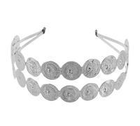FRCOLOR Double Layer Retro Medallion Headband in Silver Metal, Comfortable and Suitable for Diverse Hair Types, for Dance Costume Accessories and Parties