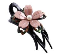 FRCOLOR Double Light Pink Acrylic Flower Ponytail Hair Clip for Women Duckbill Hair Barrette for Thick for Thin Accessory