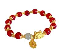 FRCOLOR Dragon Year Crystal Beaded Bracelet Red Wrist Decoration for Women Unique Zodiac Jewelry for Year Birthdays Weddings and Special Occasions