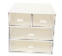 FRCOLOR Drawer Style Storage Box 4-compartment Desktop Organizer Plastic Makeup and Tea Bag Holder for Household Cosmetic and Coffee Capsule Storage