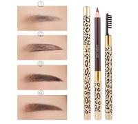 FRCOLOR Dual-Ended Brow Pen 2Pcs Leopard Cover Brown Easy to Carry Eyebrow Pencil for Personal and Professional Use