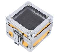 FRCOLOR Dustproof Nail Drill Grinding Bit Holder Box with Aluminium Alloy and Cotton Material, Stylish Yellow Manicure Polishing Bits Organizer for Home Storage and Display