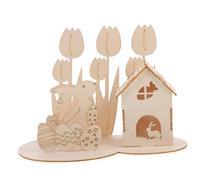 FRCOLOR Easter Themed Puzzle for and Egg House Model with Paintable Surface Smooth Rounded Edges Fun Easter Present and Decoration
