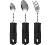 FRCOLOR Easy Grip Cutlery for Disabled Adults Elderly Use Adaptive Utensil Set with Non Slip Handles Bendable Stainless Steel Fork Spoons for Parkinson'Disease Tremors Sufferers