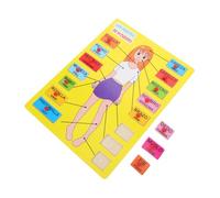FRCOLOR Educational Spanish Human Body Puzzle for Kindergarten Teaching Aid Wooden Lightweight Board for Early Learning of Body Parts Names and Locations