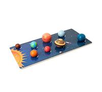 FRCOLOR Educational Wooden Planet Puzzle for Solar System Learning Game with Embedded Blocks Shape Recognition and Memory Development Space Matching Board