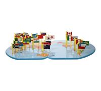 FRCOLOR Educational World Map with Flags the World, Plastic and Wood Geography Set to Exercise Grasping Ability and Learn, for Graduation Season and Daily Life
