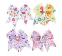 FRCOLOR Elastic Bowknot Hair Tie Kids 4 Pack of Girls Hair Rope Bunny Hair Ponytail Holder Easter Hair Accessories in Yellow