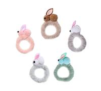 FRCOLOR Elastic Hair Tie Rabbit Hair Ring 5pcs Bunny Bun Hair for Women Girls Easter Party