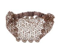 FRCOLOR Elastic Lace Headband for Older Women Stretchy Vintage Hair Accessory Comfortable Fit Coffee Color Sleep Hair Bonnet Alternative