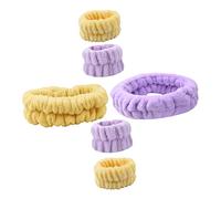 FRCOLOR Elegant 2-pack Headband Wristband Set Soft Fluffy Face Washing Headbands for Women Comfortable to Wear