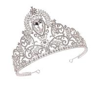 FRCOLOR Elegant Baroque Rhinestone Crown Large Hair Accessory for Women for Bridesmaids and Parties