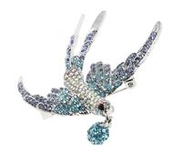 FRCOLOR Elegant Blue Swallow Brooch Pin Rhinestone Alloy Bird-shaped Lapel Pin Stylish Fashion Accessory for Women Clothes Decoration