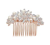 FRCOLOR Elegant Bridal Hair Comb with Simulated Pearl and Crystal, Rose Gold Wedding Hair Accessories for Women and Bridesmaids