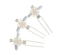 FRCOLOR Elegant Bridal Rhinestone Flower Hair Clip for Wedding Prom Party Women's Hair Accessory Gold u Shape Pin