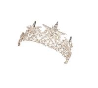 FRCOLOR Elegant Crystal Crown Tiara for Women Lightweight Silver Star Bridal Crown Crystal Jewelries Decoration, for Wedding Hair and Engagement Accessories
