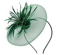 FRCOLOR Elegant Feather Headband Facinator Sage Green Fascinator Hat for Wedding Emerald Green Hat Hairclip Light Headwear
