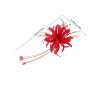 FRCOLOR Elegant Flower Tassel Hairpin for Brides Traditional Chinese Hanfu Hair Accessories with Long Red Tassels Vintage Wedding and Party Hair Clips