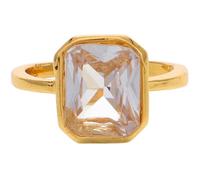 FRCOLOR Elegant Gold Plated Zinc Alloy Cubic Zirconia Ring with Color Retention and Lightweight Design, for Bridal and Engagement Occasions