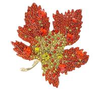 FRCOLOR Elegant Gradient Red Maple Leaf Brooch with Rhinestones Fall Autumn Lapel Pin for Women Decorative Fashion Jewelry Gift for Friend Birthday Thanksgiving Wedding Christmas